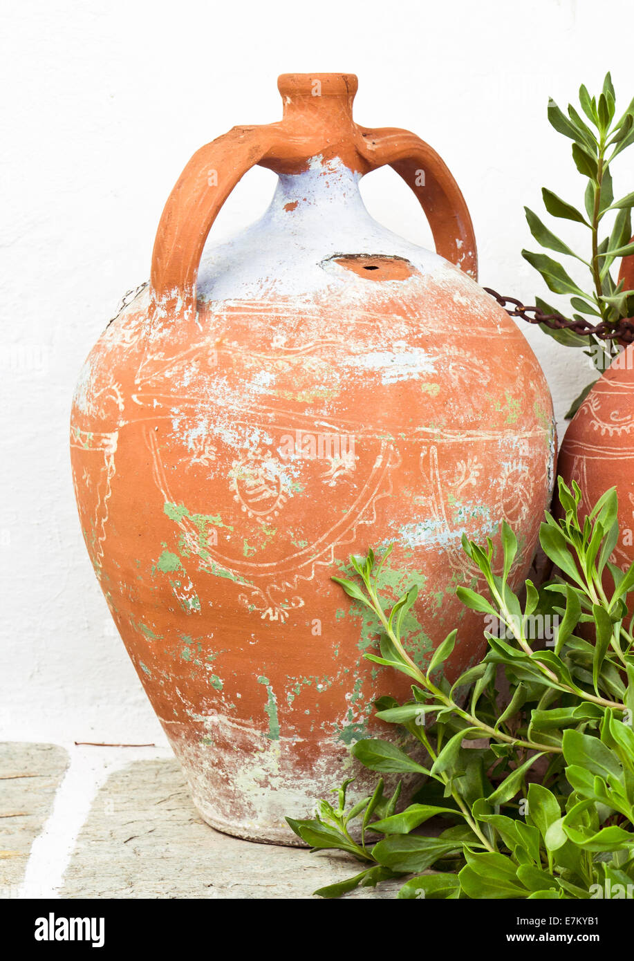 An old decorated terracotta pot Stock Photo Alamy