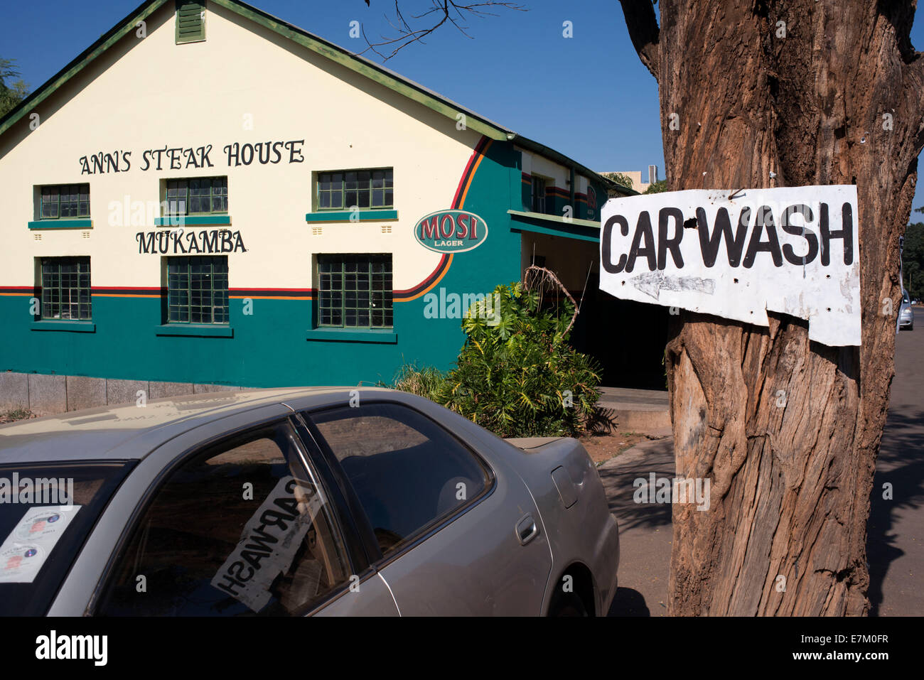 Zambia anne's steakhouse mukamba. Livinstone restaurants. Car Wash. Zambia's native cuisine is based on nshima, a cooked porridg Stock Photo