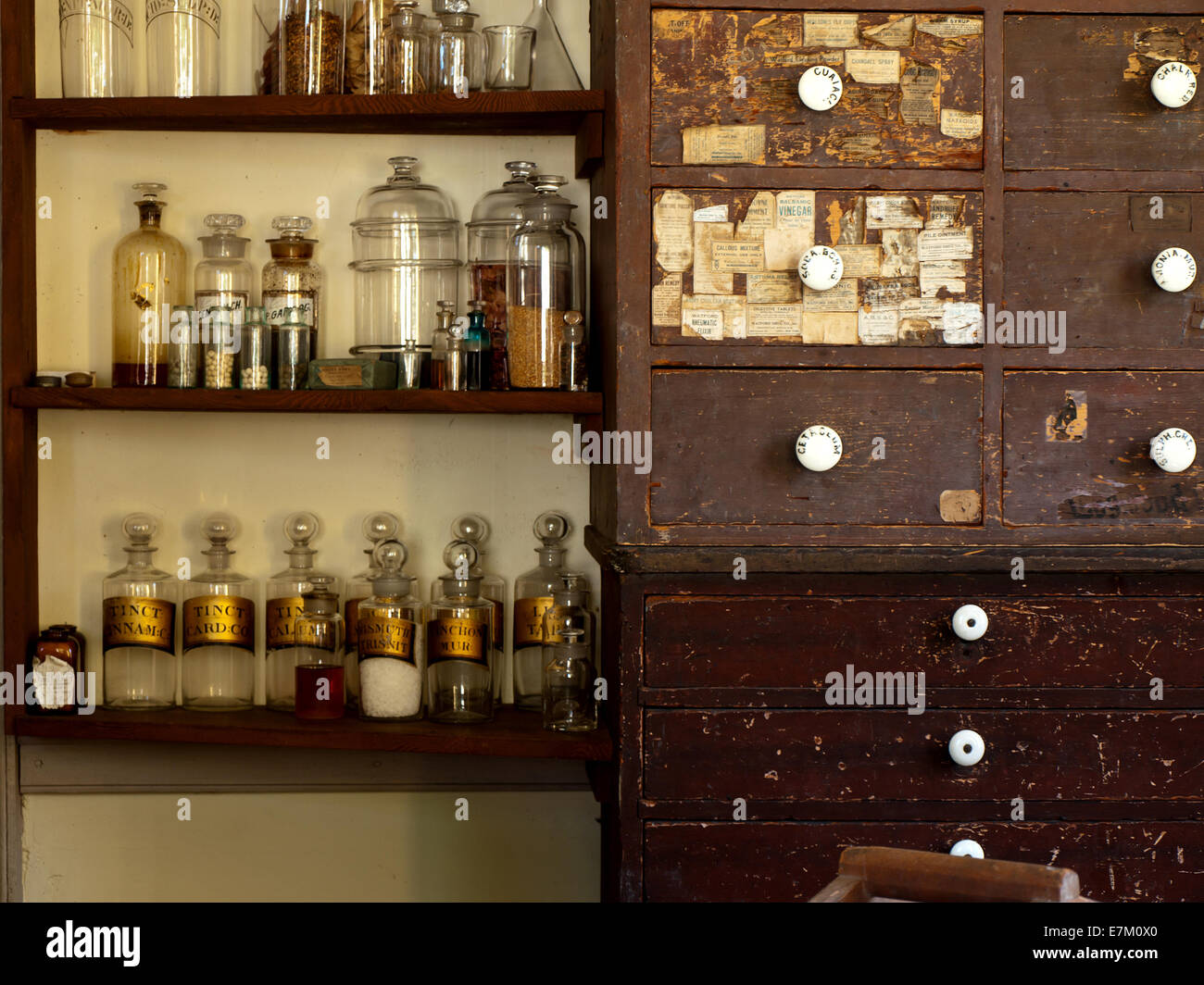 old time pharmacy and medicine shop Stock Photo