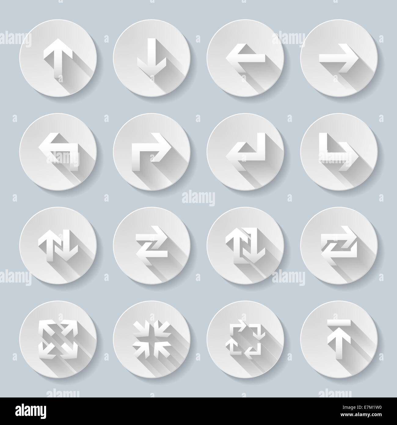 Set of flat round icons with straight arrows Stock Photo - Alamy