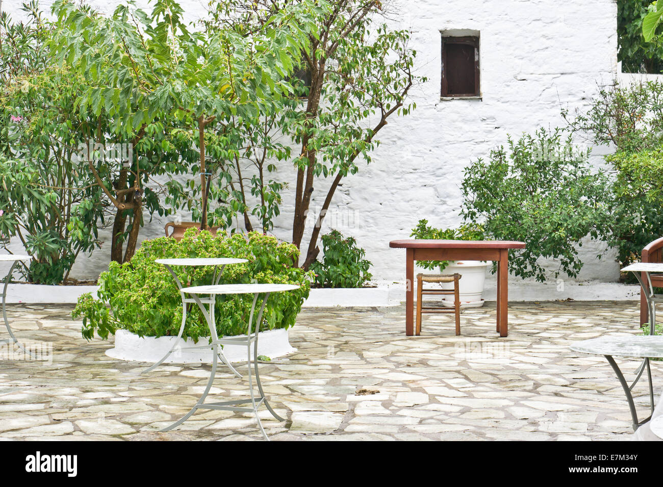 Tables in an outdoor cafe Stock Photo