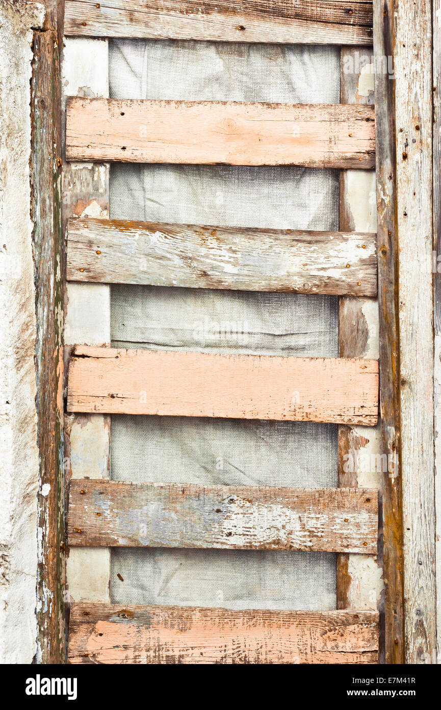 Wood planks against a nylon suface Stock Photo