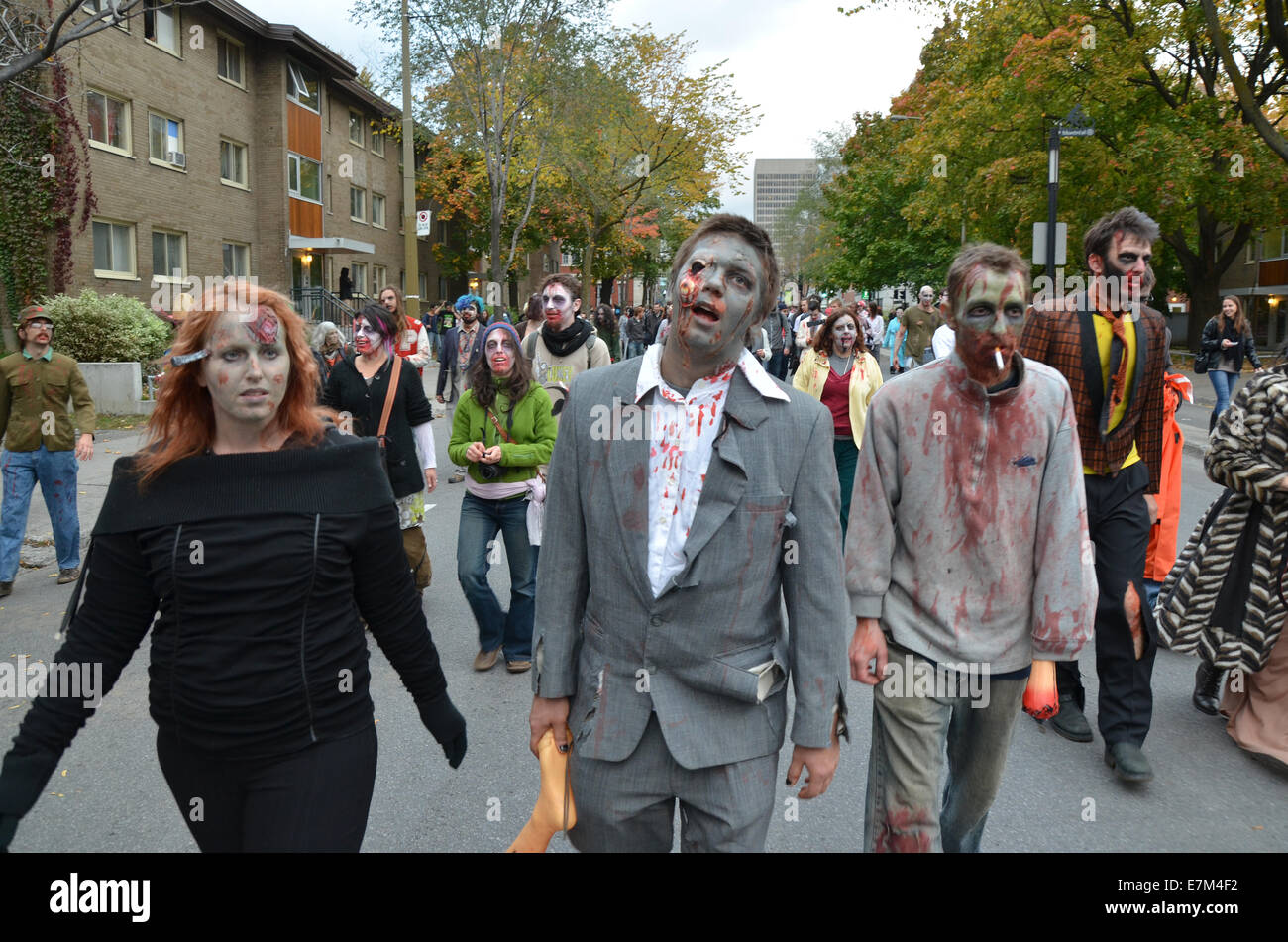 MONTREAL, QC/CANADA - OCTOBER 22 - Zombies at the 2011 Montreal Zombie Walk - 2011/10/22 Stock Photo