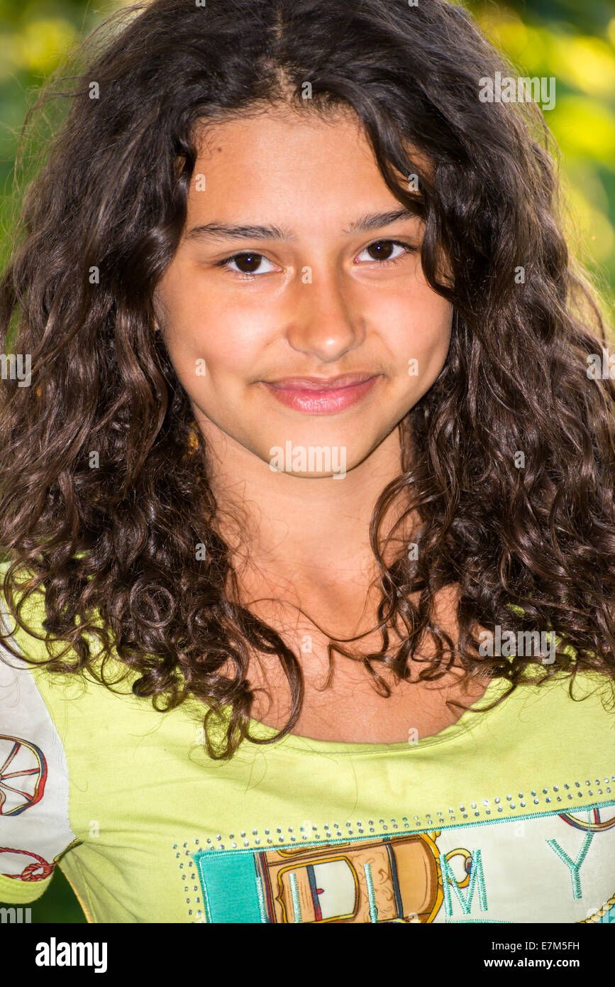Teen with curly hair hi-res stock photography and images - Alamy