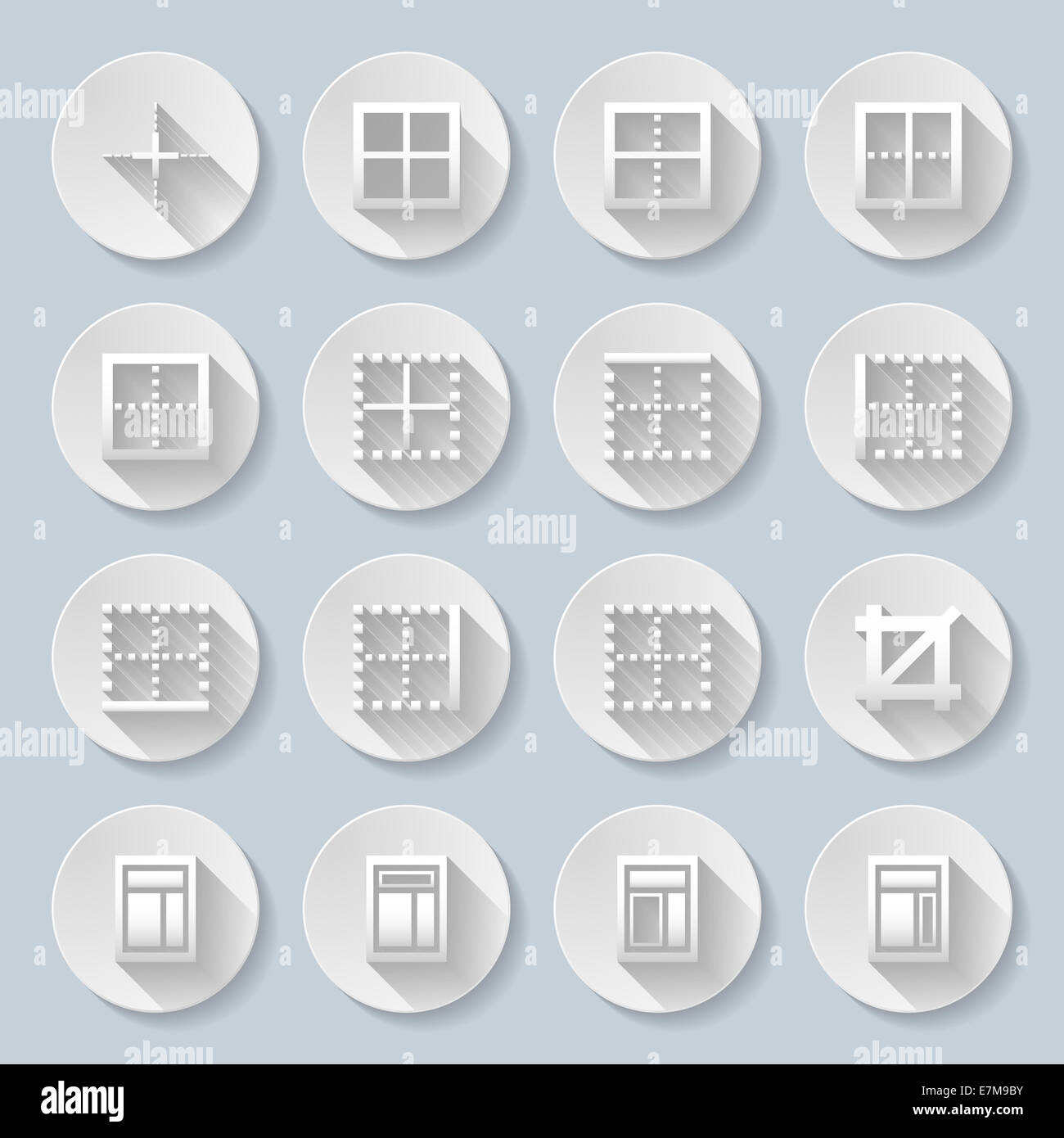 Set of flat round icons on the gray background Stock Photo - Alamy