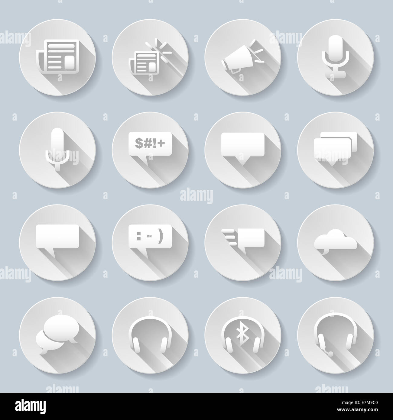 Set of flat round icons with images on gray background Stock Photo - Alamy