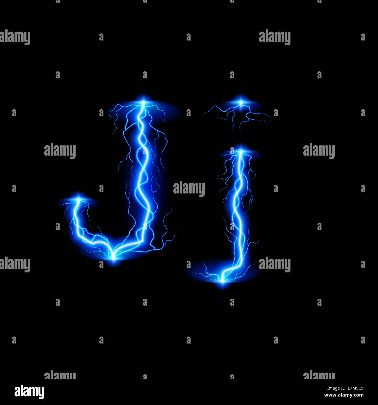 Uppercase and lowercase letters J in lighting style Stock Photo Alamy
