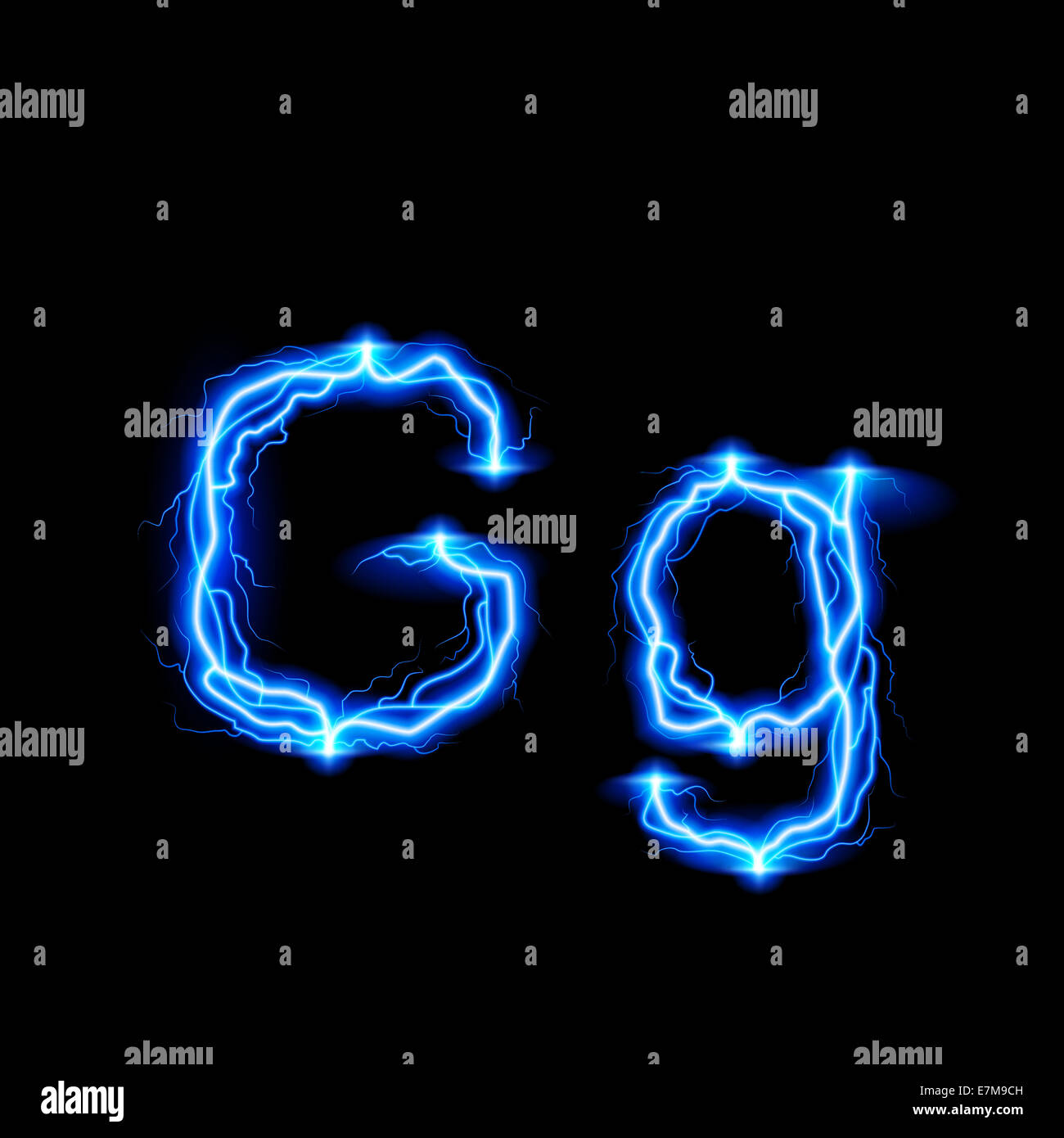 Uppercase and lowercase letters G in lighting style Stock Photo - Alamy