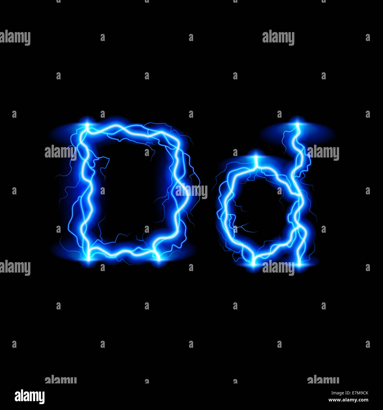 Uppercase and lowercase letters D in lighting style Stock Photo - Alamy