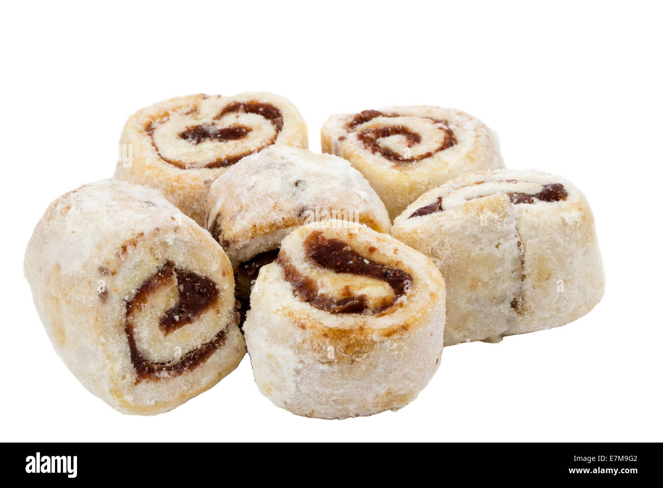 Tasty baked rolls with jam isolated on a white background Stock Photo