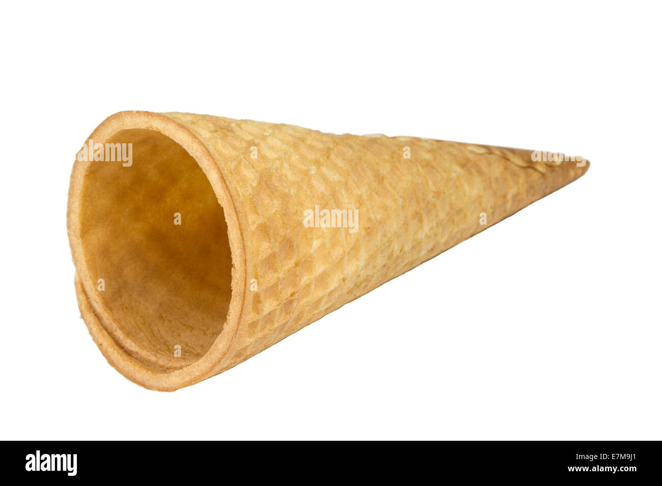 Wafer cup for ice-cream isolated over white background Stock Photo