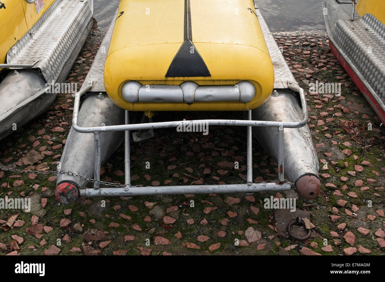 Old yellow pedal boat Stock Photo Alamy
