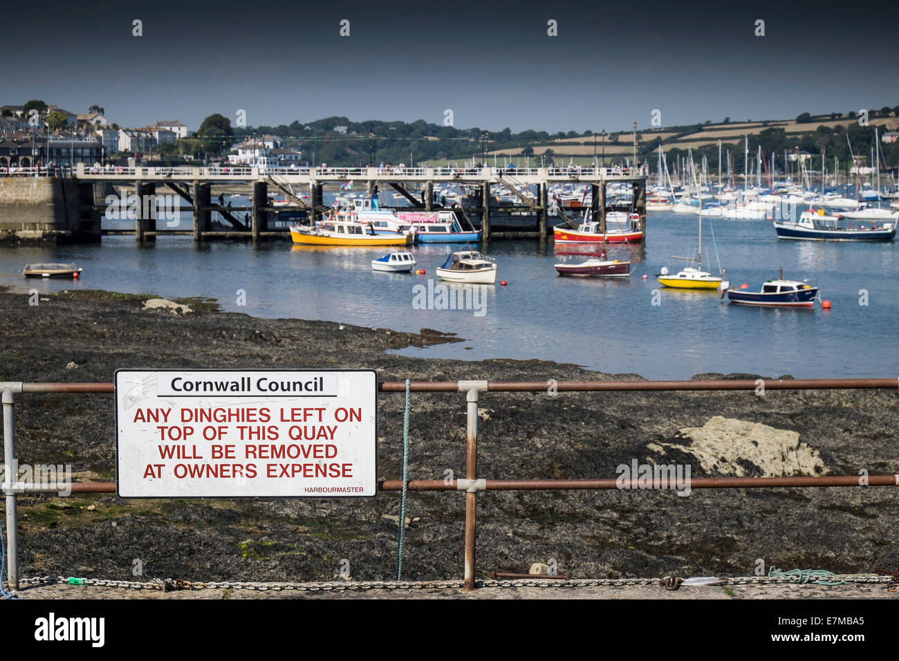 A sign on a quay in Falmouth. Stock Photo