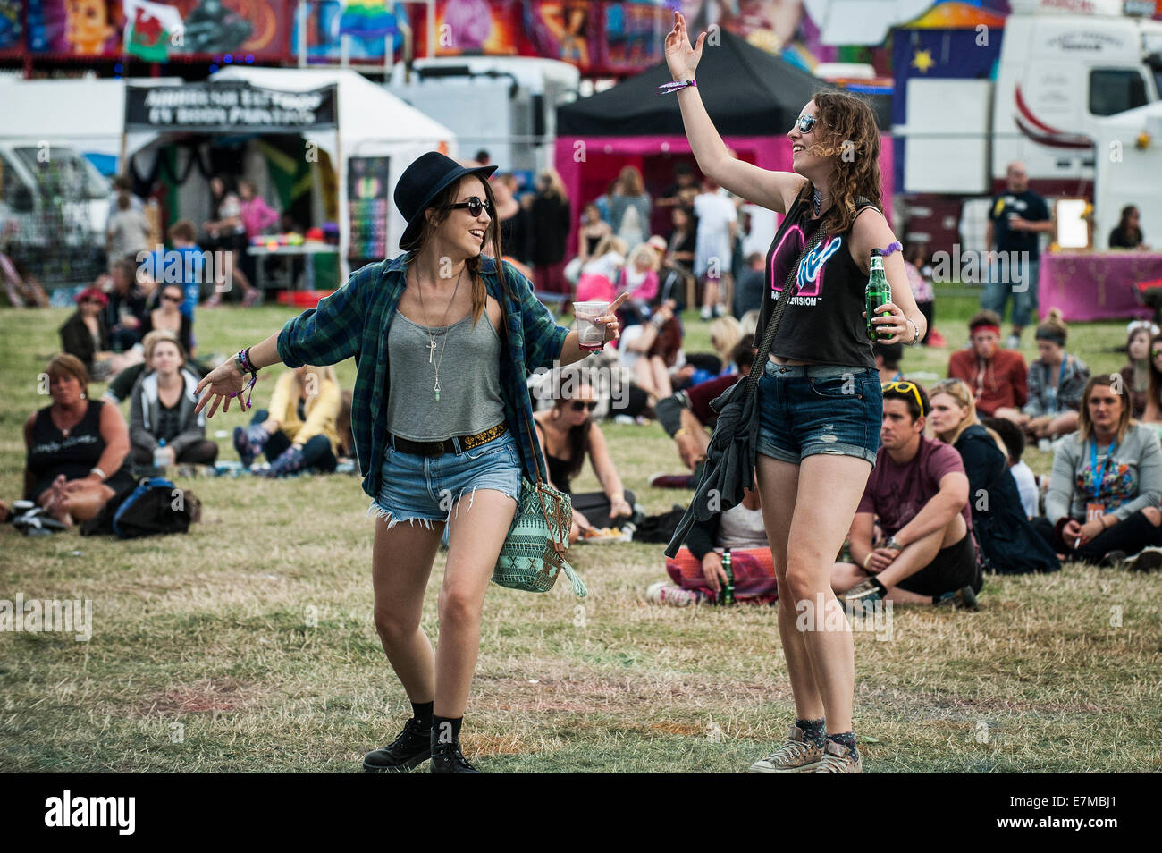 Festivalgoers enjoying themselves at the Brownstock Festival in Essex. Stock Photo