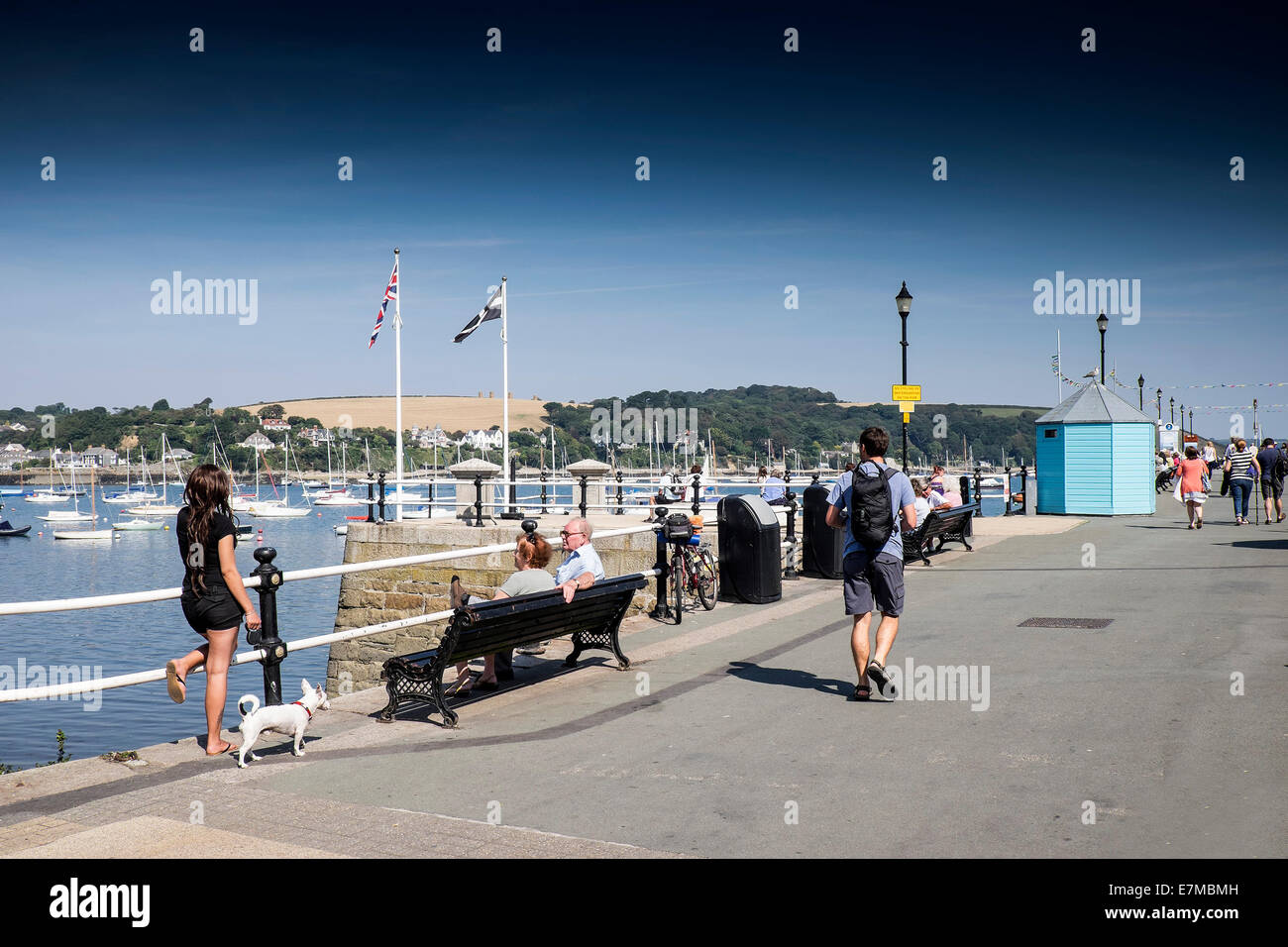 Holidaymakers enjoying themselves on the Prince of Wales Pier in Falmouth. Stock Photo