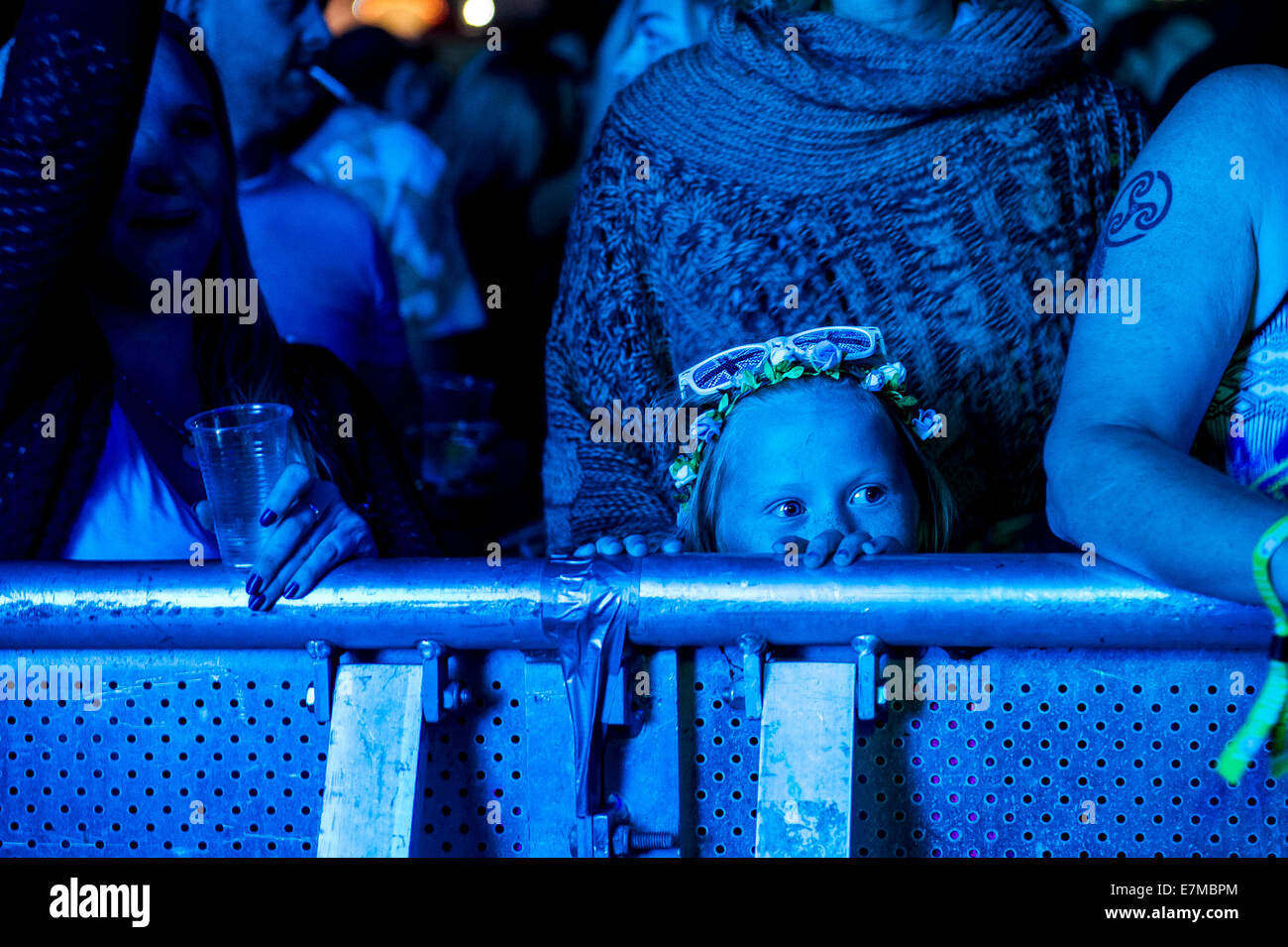 A young girl enjoying herself at the Brownstock Festival in Essex. Stock Photo