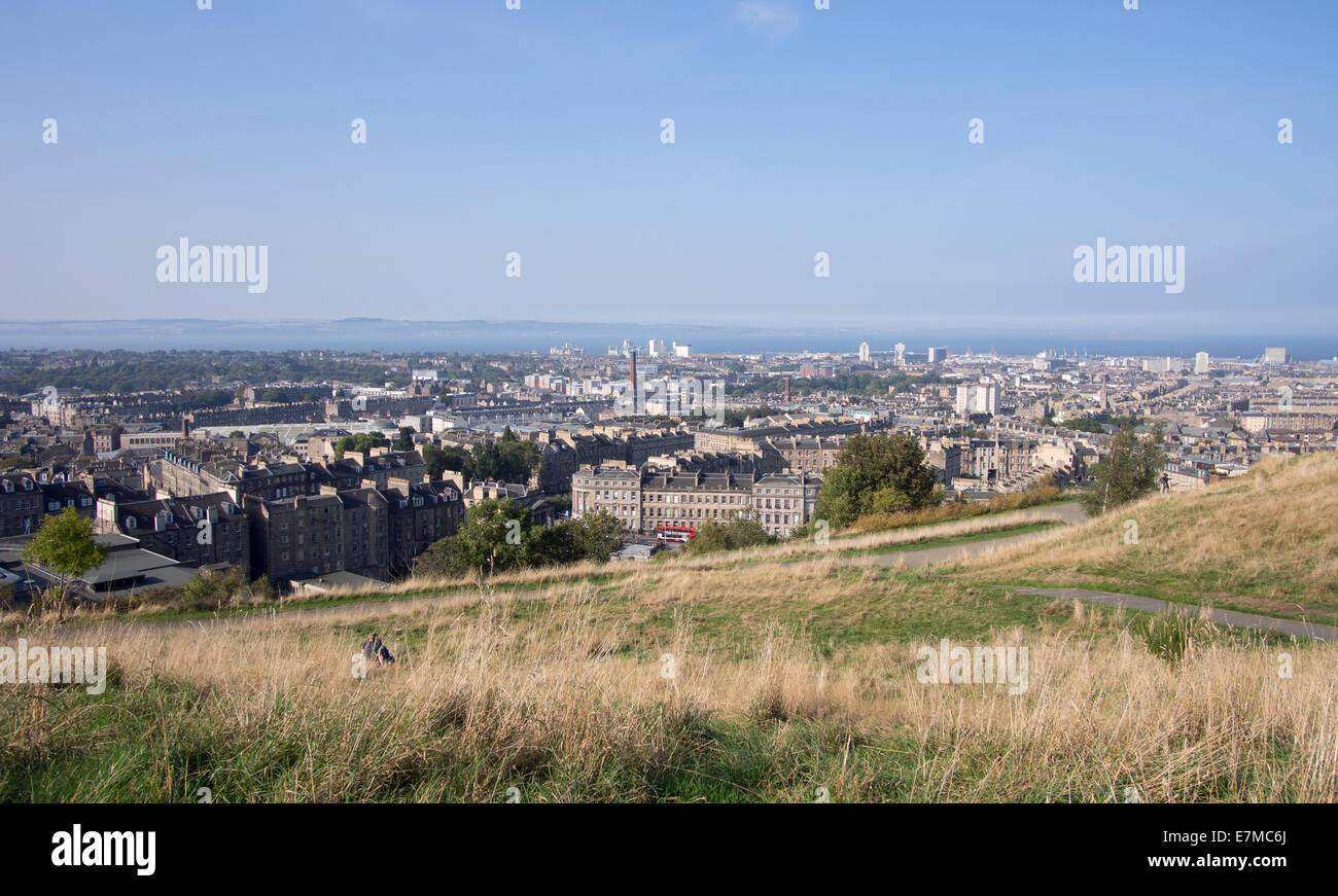 Looking NE from Calton Hill Edinburgh to Firth of Forth Stock Photo