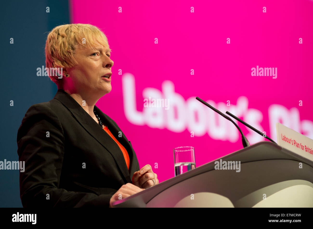 Manchester, UK. 21st September, 2014. Angela Eagle, Shadow Leader of the House of Commons, addresses the auditorium on day one of the Labour Party's Annual Conference taking place at Manchester Central Convention Complex Credit:  Russell Hart/Alamy Live News. Stock Photo