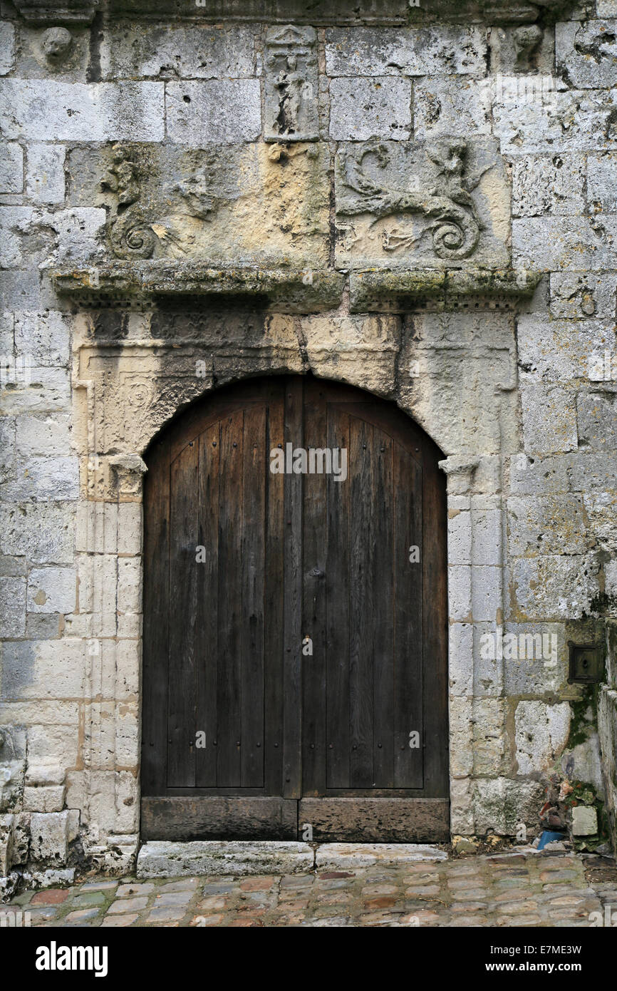 Side door to Eglise Saint Aignan, Place Saint Aignan, Chartres, Eure et Loir, Centre, France Stock Photo