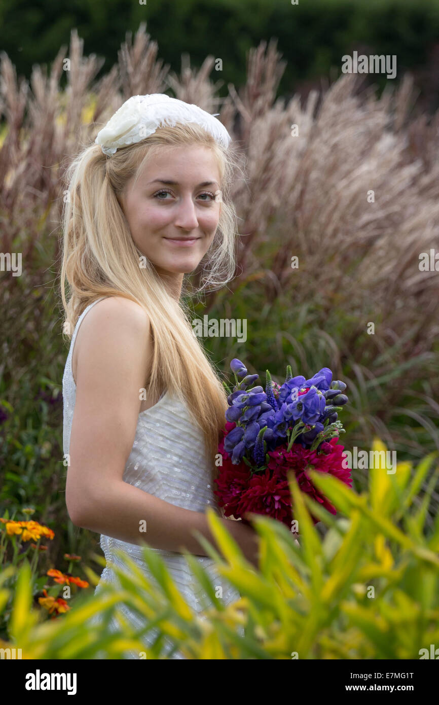 A bride smiling on her wedding day Stock Photo Alamy