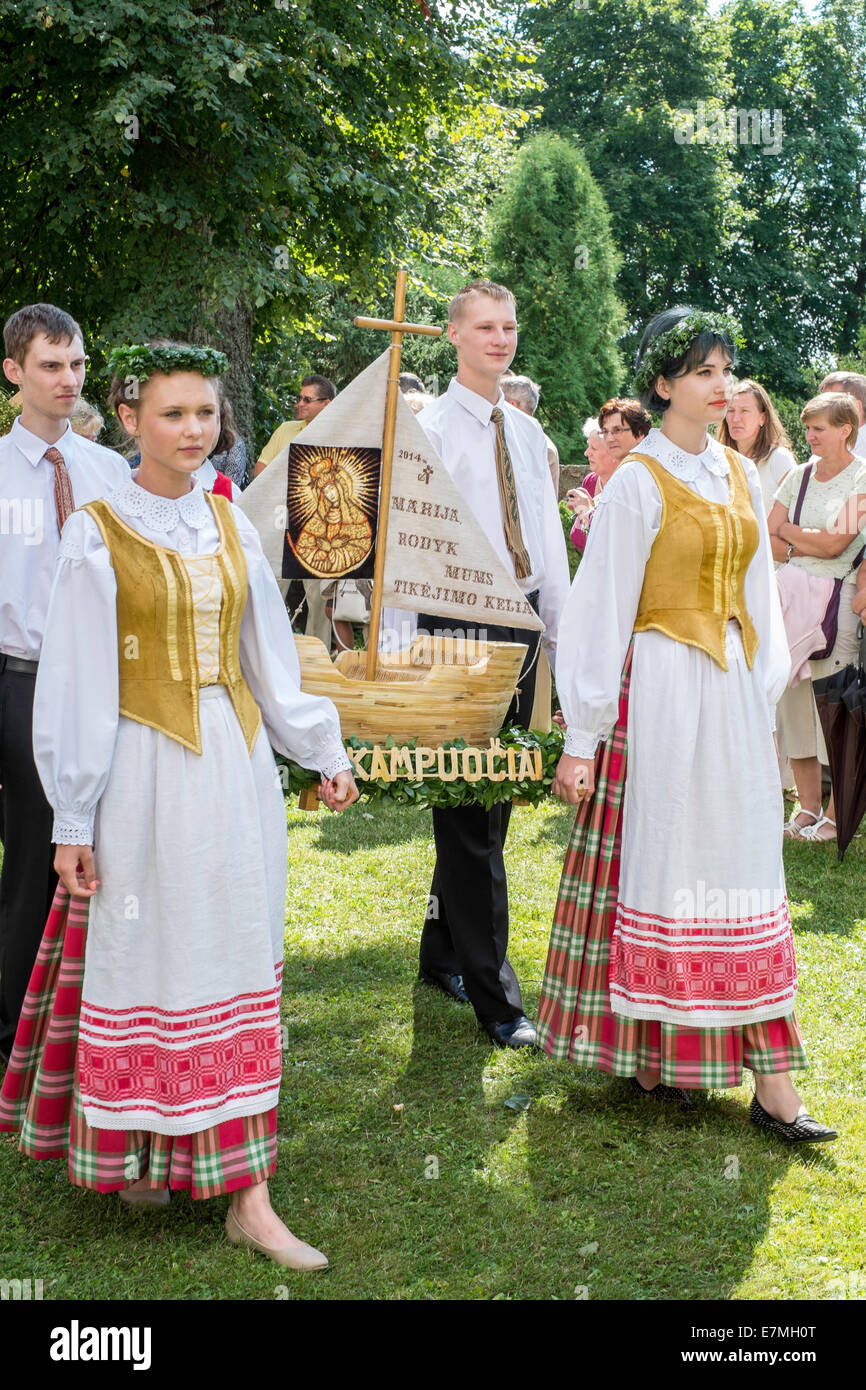 Lithuanians celebrate religious festival, Punsk, Suwalskie Region, Poland Stock Photo