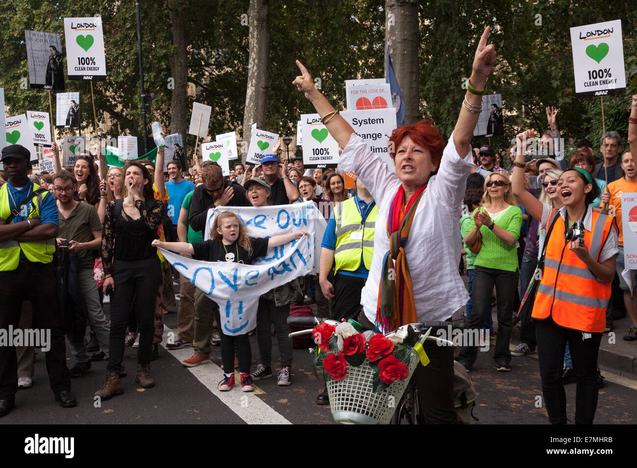 Spirits were high and demonstrators were passionate as they listened to speeches and live music by a number of celebrities. Stock Photo