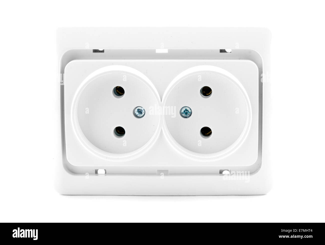 electric plug outlet on white background with clipping path Stock Photo
