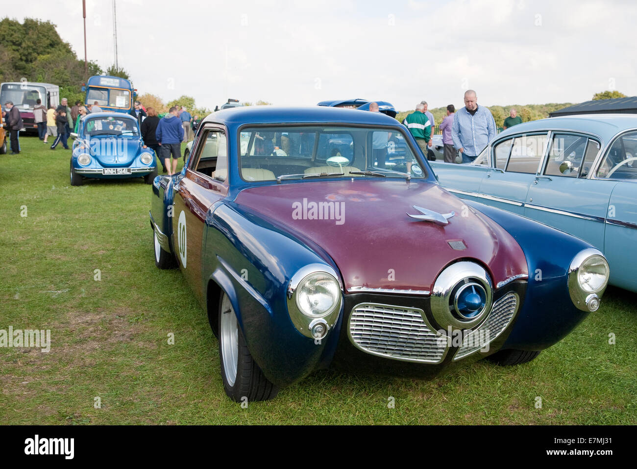 Blue studebaker coupe 5700cc 1991 at the St Christopher's Hospice Classic Car Show which took place in Orpington, Kent Stock Photo
