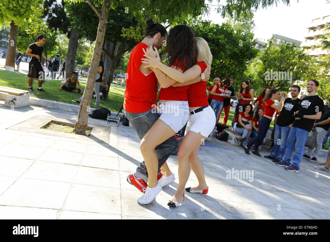 Souk Dancers Dance On Syntagma Square As Part Of The International Zouk