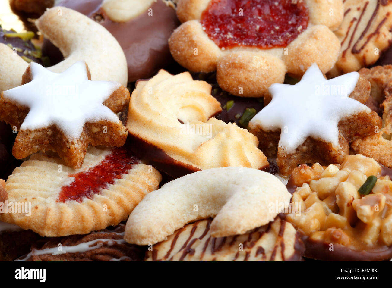 Closeup of different tasty cookies Stock Photo