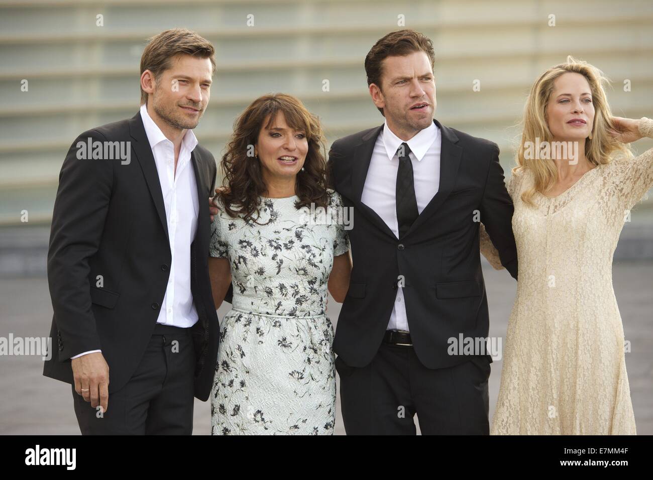 San Sebastian, Euskadi, Spain. 21st Sep, 2014. Susanne Bier, Maria Bonnevie, Nikolaj Lie Kaas and Nikolaj Coster-Waldau attend 'A Second Chance' during the 62nd San Sebastian International Film Festival at the Kursaal Palace on September 21, 2014 in San Sebastian, Spain. Credit:  Jack Abuin/ZUMA Wire/Alamy Live News Stock Photo