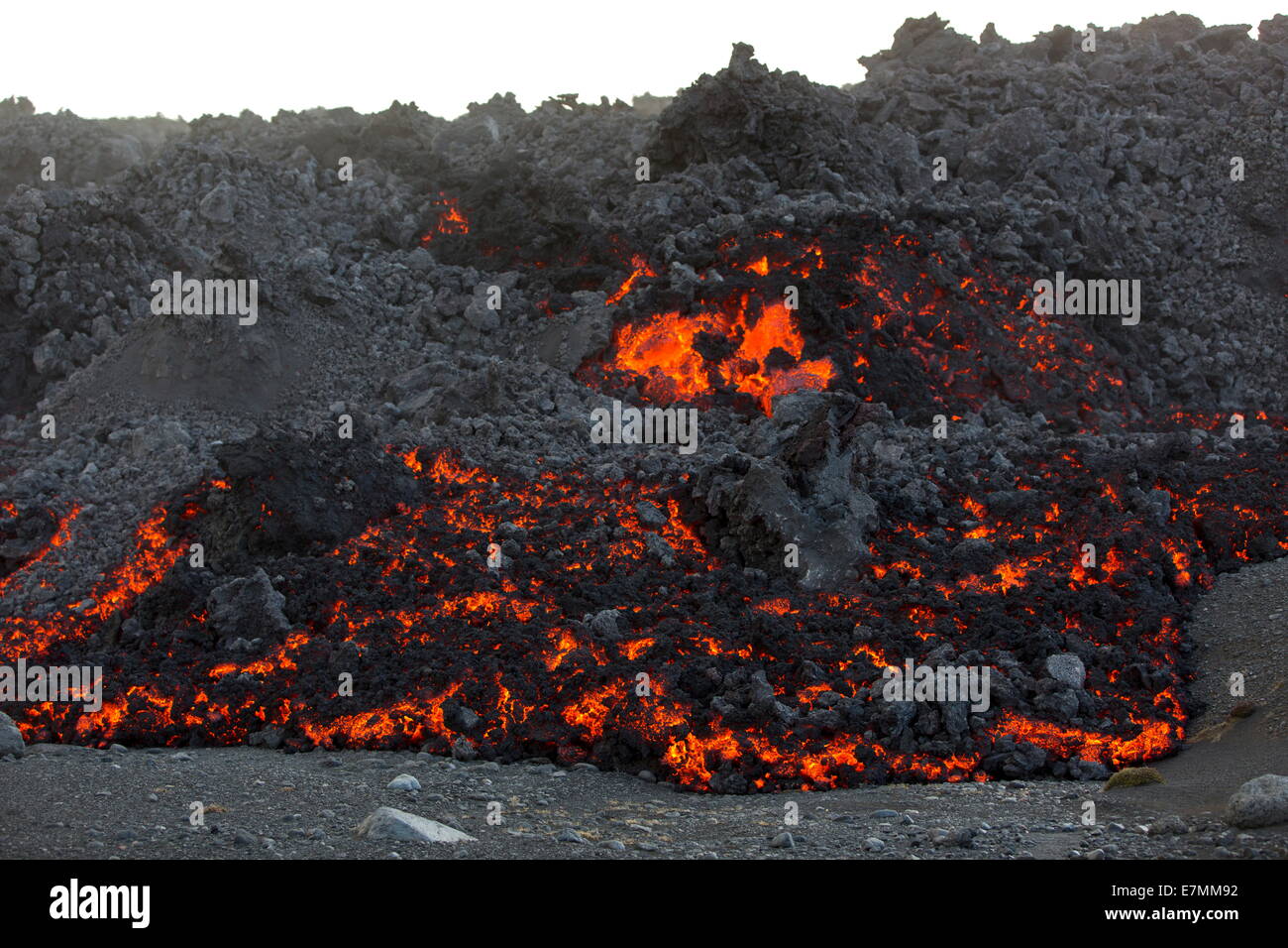 New and burning hot lava from the eruption in Bardarbunga, highlands of Iceland Stock Photo