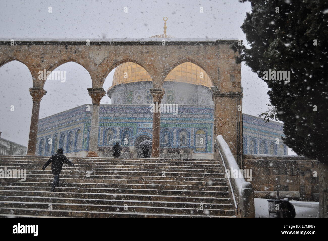 The big snow in Jerusalem in Temple Mount Stock Photo - Alamy