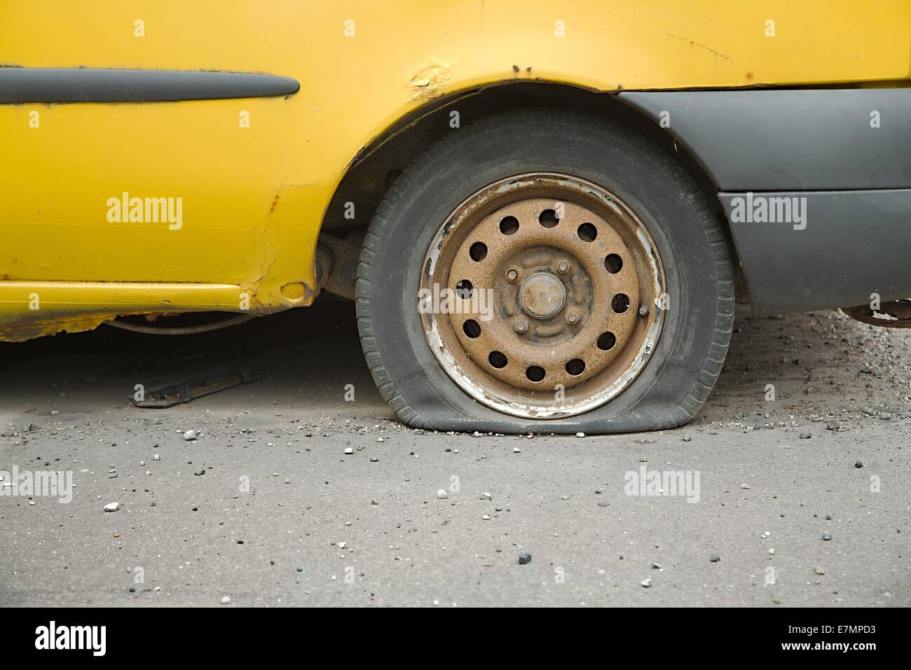 Flat Tire Stock Photo