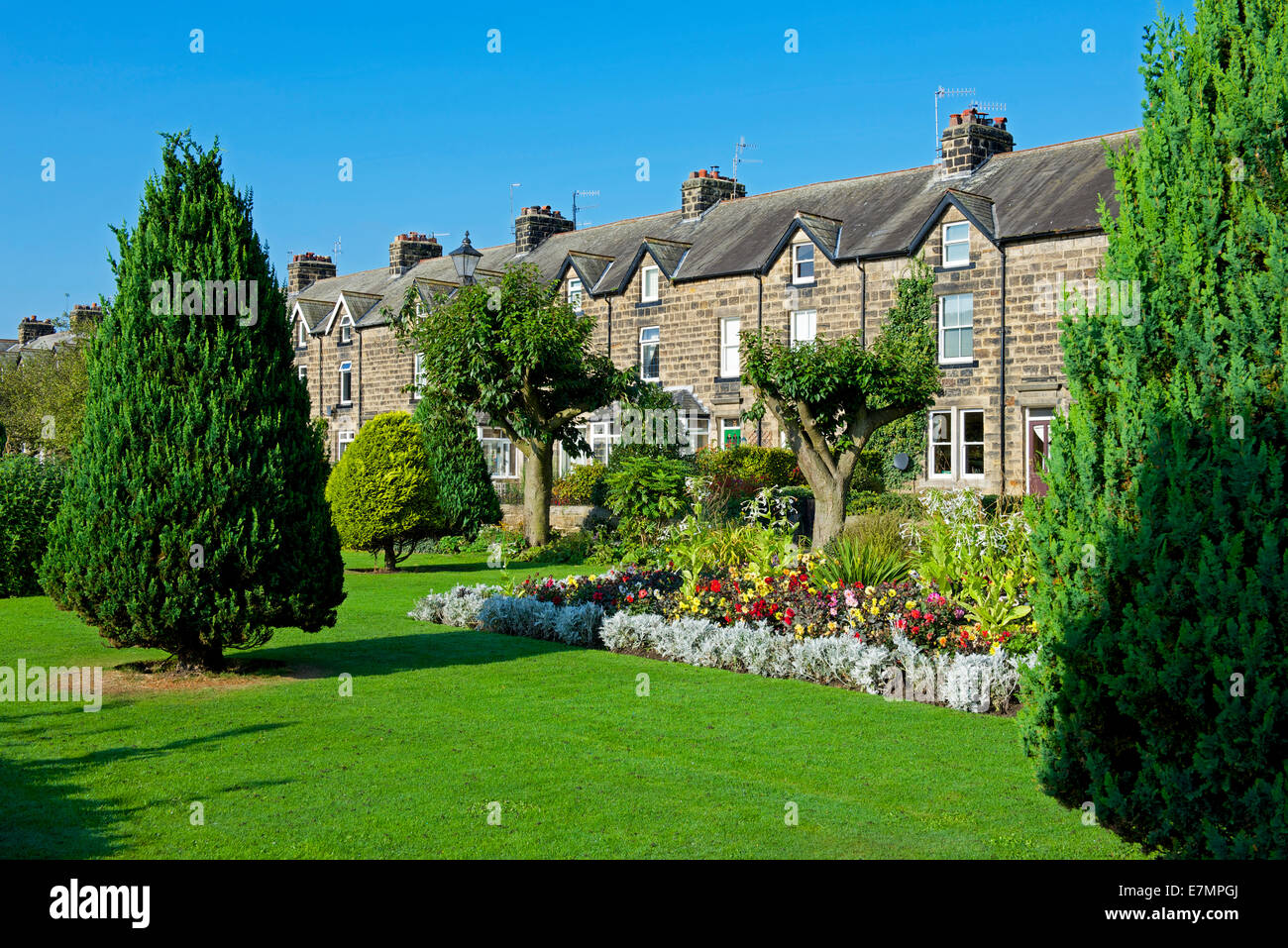 Terraced houses Wharfe Meadows Otley, West Yorkshire, England UK