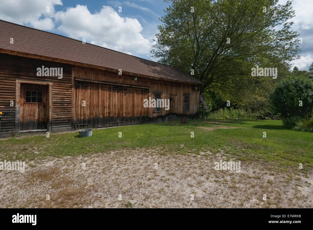A Barn Storage Shed on the property of the Smith-Appleby House Smithfield, Rhode Island USA Stock Photo