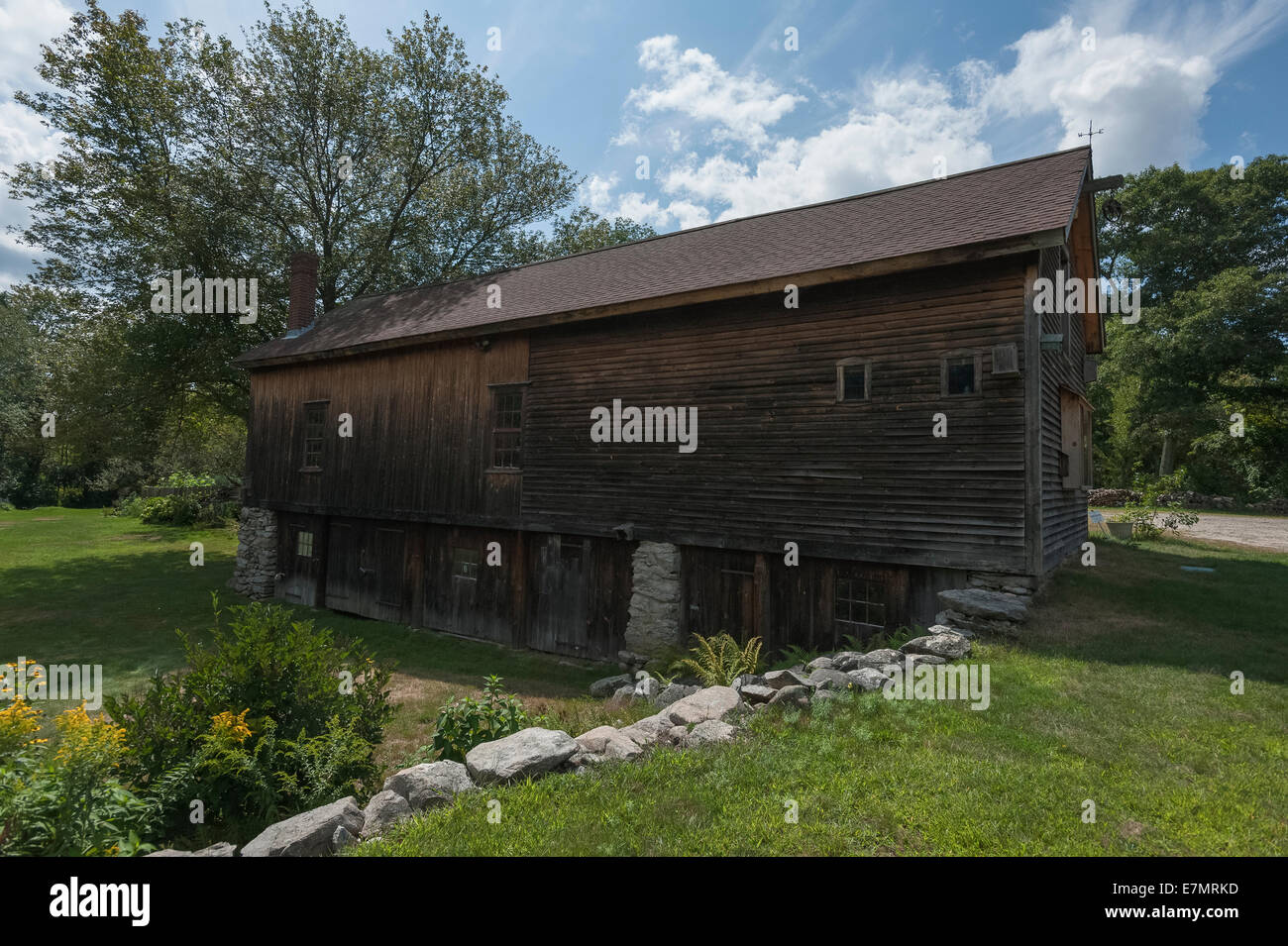A Barn Storage Shed on the property of the Smith-Appleby House Smithfield, Rhode Island USA Stock Photo