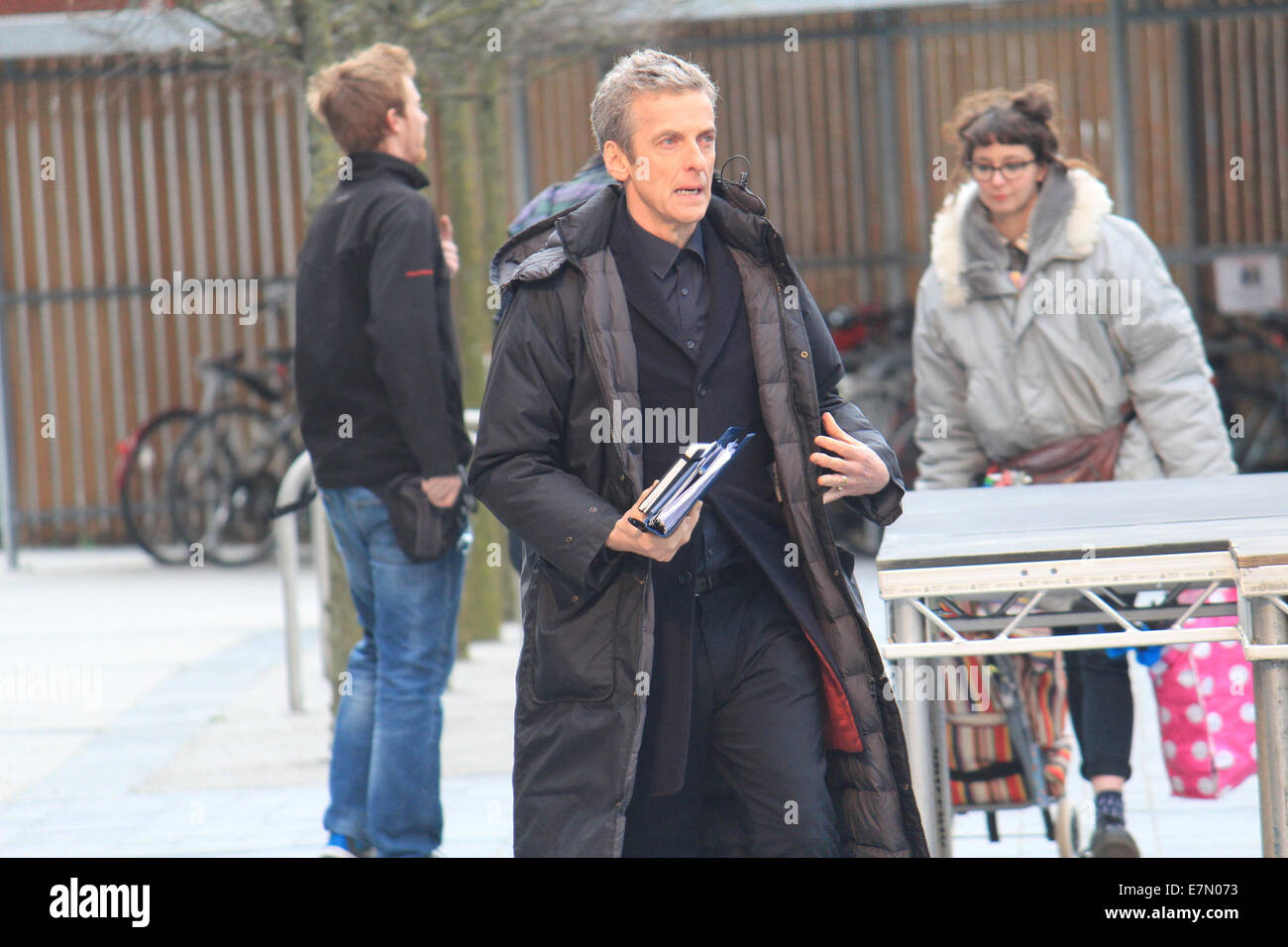 Actors filming on location for the eighth series of BBC's sci-fi