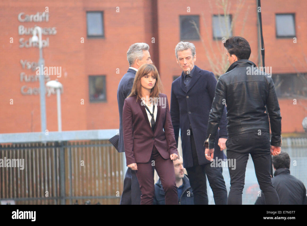 Actors filming on location for the eighth series of BBC's sci-fi