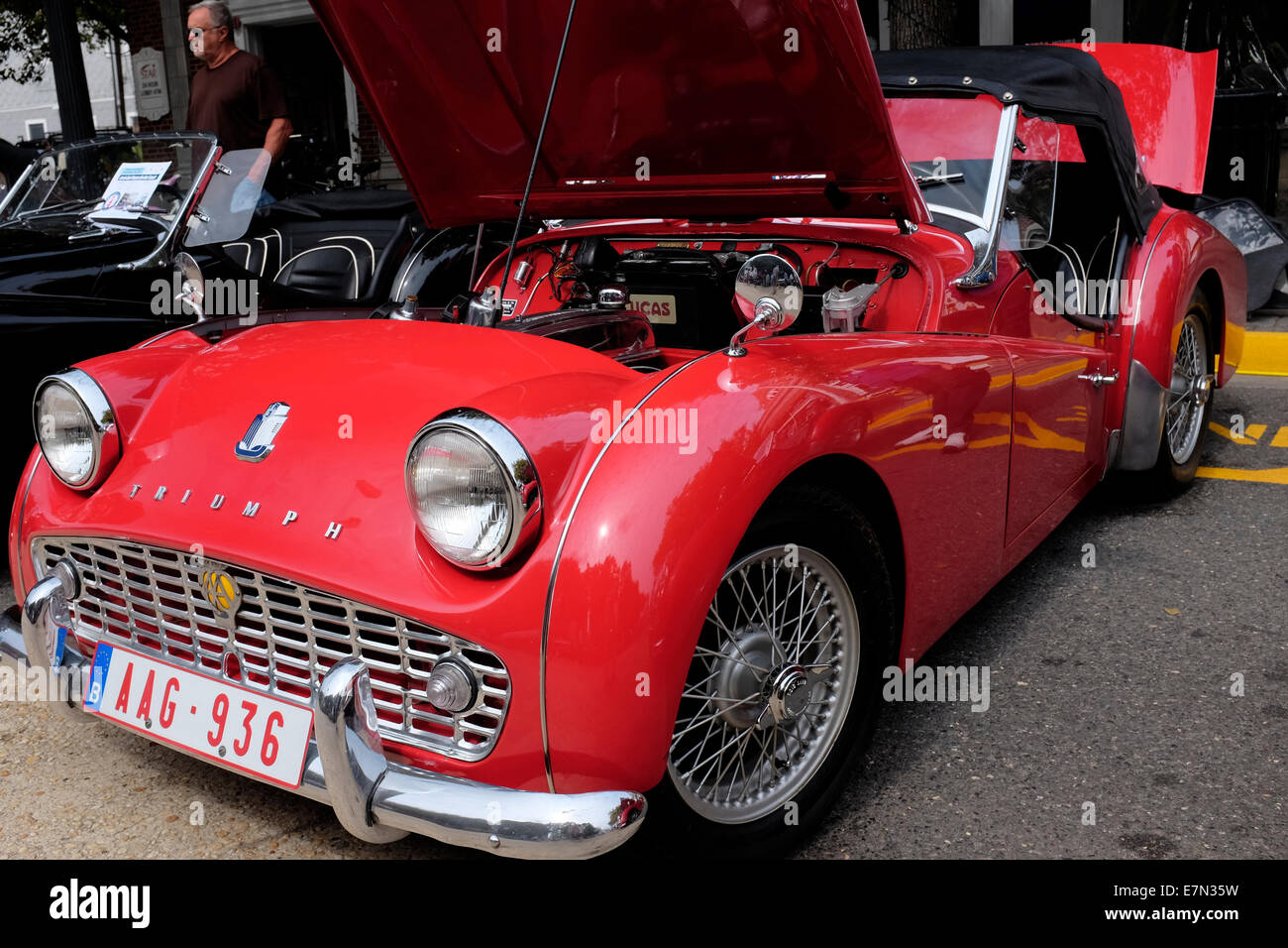 Old Triumph at the Brits on the Bech Car Show in Ocean Grove, NJ USA Stock Photo