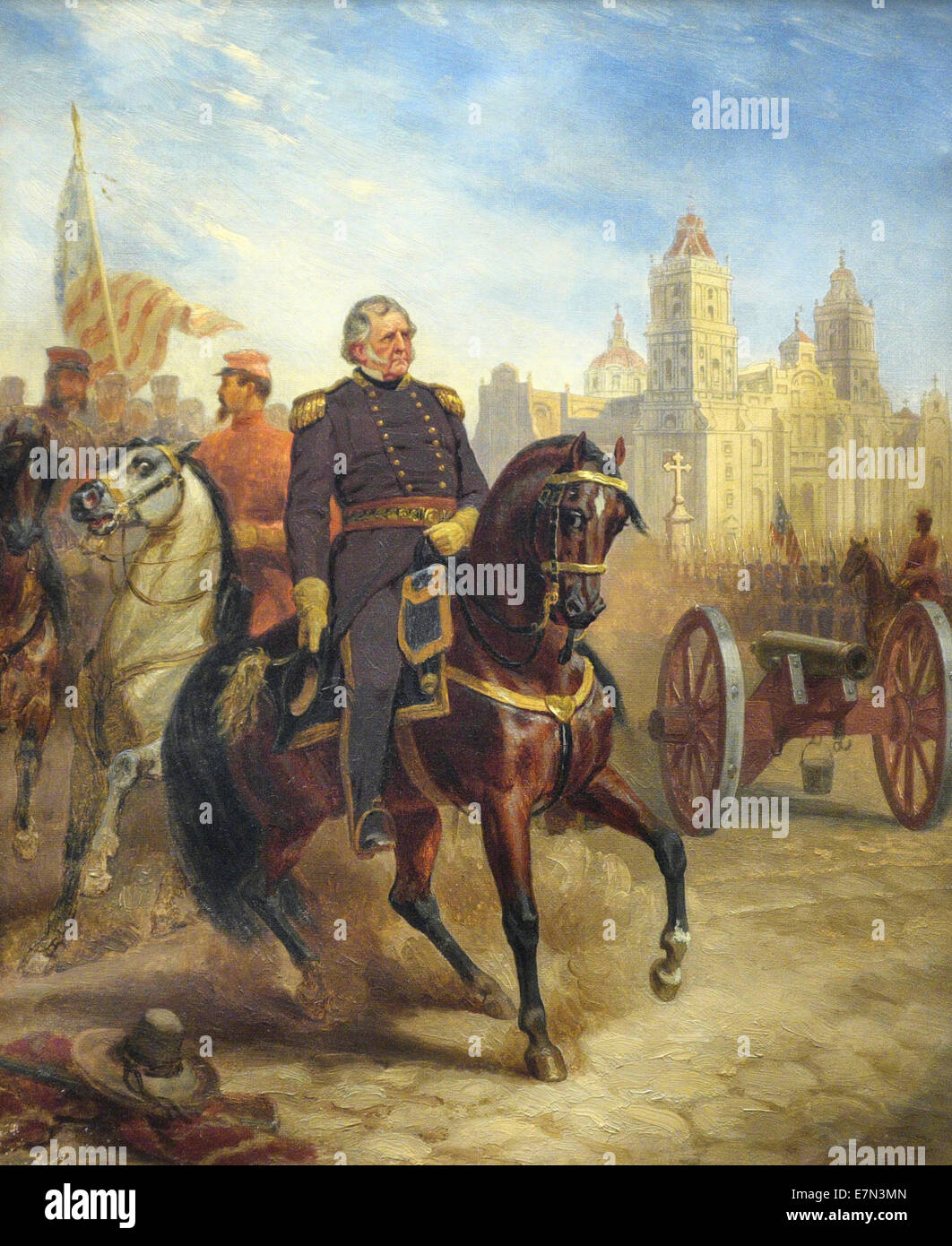General Winfield Scott entering Mexico City Mexican War 1847 Stock