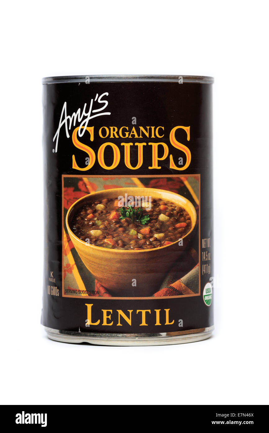 Amy's Organic Lentil Soup Stock Photo