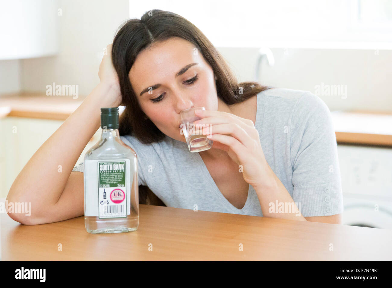 woman drinking a glass of gin Stock Photo 73608463 Alamy
