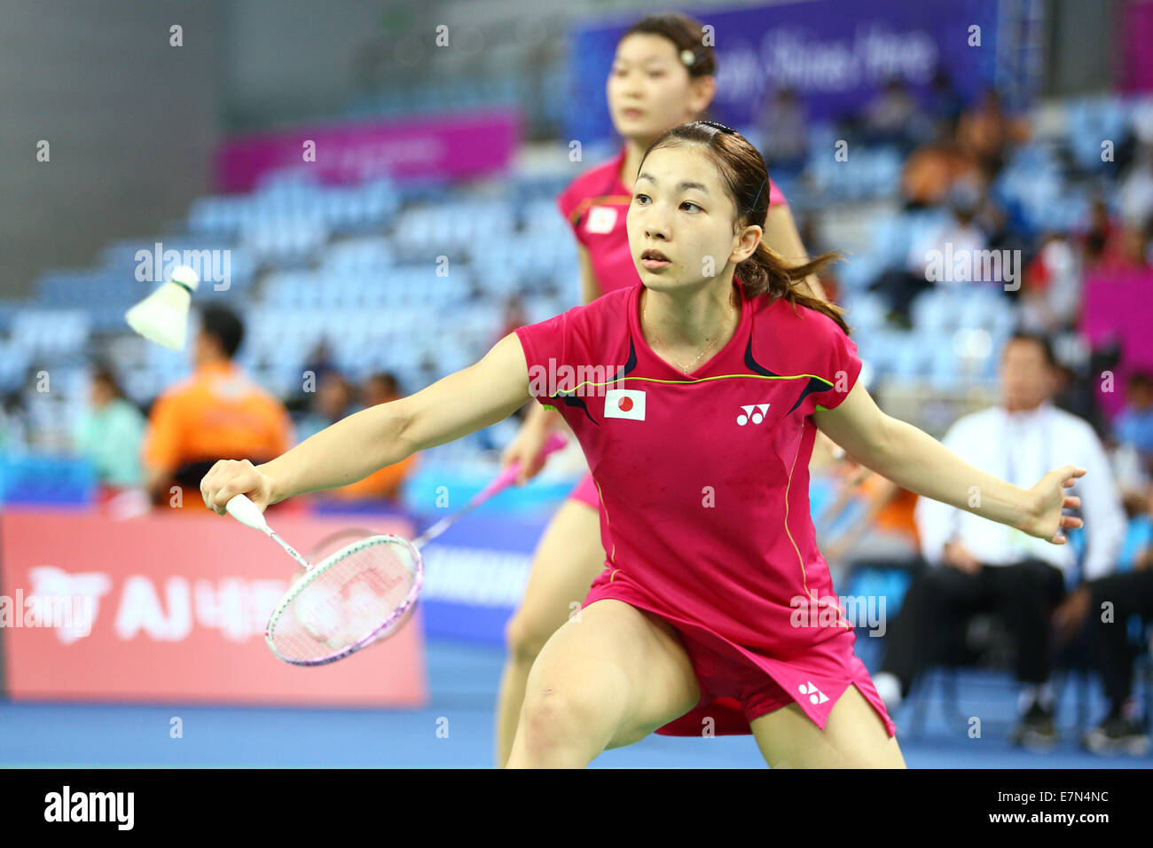 Incheon, South Korea. 21st Sep, 2014. Ayaka Takahashi & Misaki Matsutomo  (JPN) Badminton : Women's Team Semi-final at Gyeyang Gymnasium during the  2014 Incheon Asian Games in Incheon, South Korea . ©