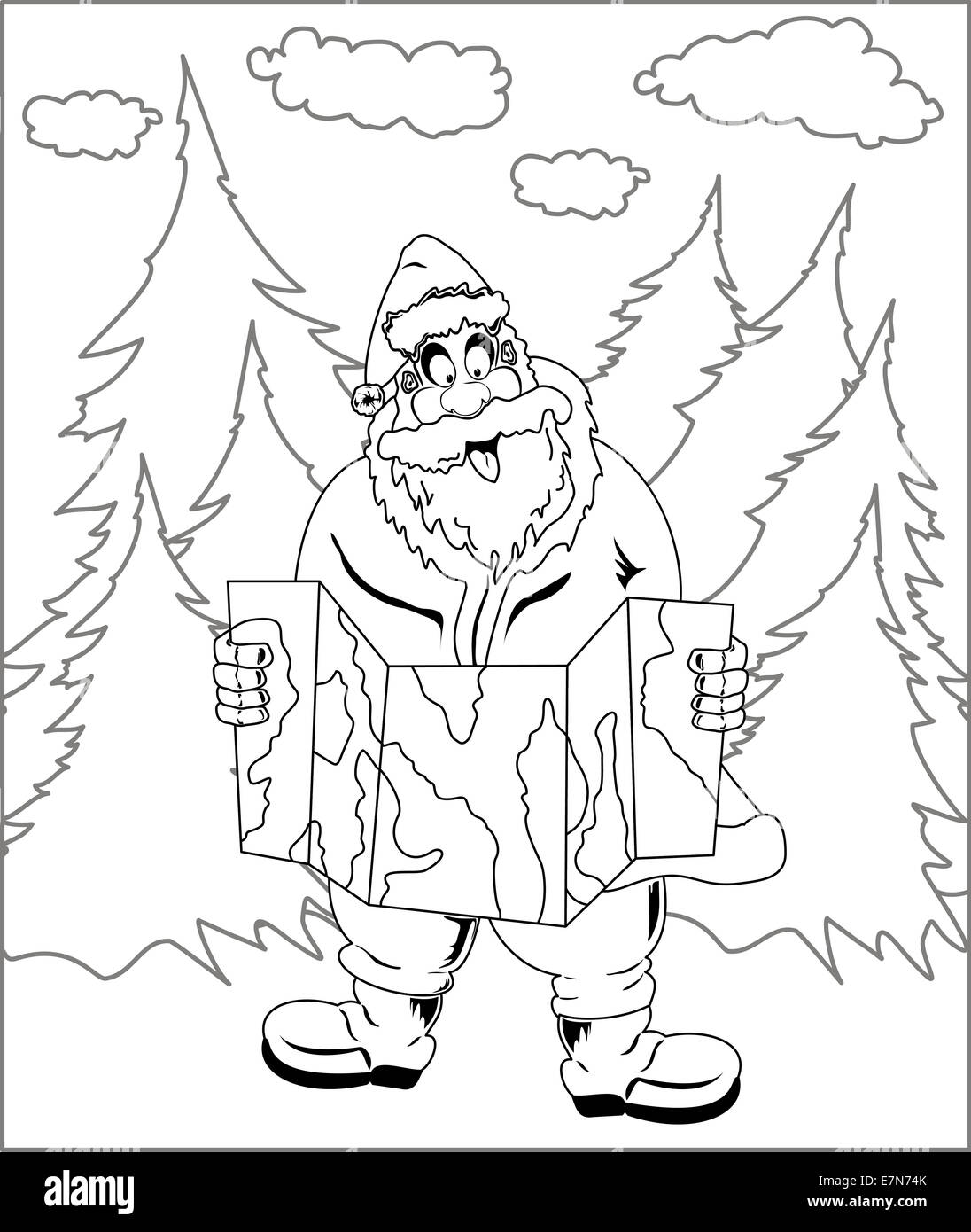 Santa Claus reading map Stock Photo - Alamy