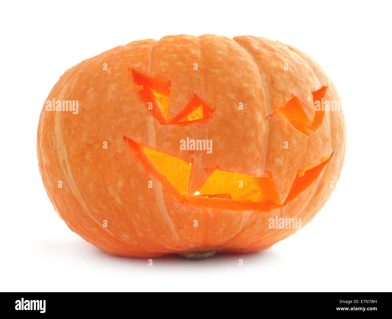 Glowing Halloween Pumpkin isolated on white background Stock Photo - Alamy