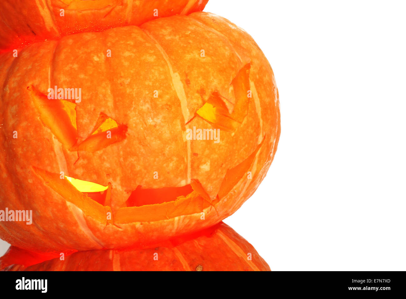 Glowing Halloween Pumpkins isolated on white background Stock Photo - Alamy
