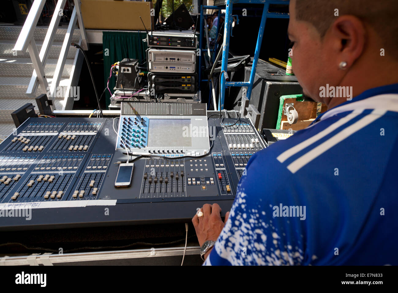 Music DJ at an outdoor concert - USA Stock Photo