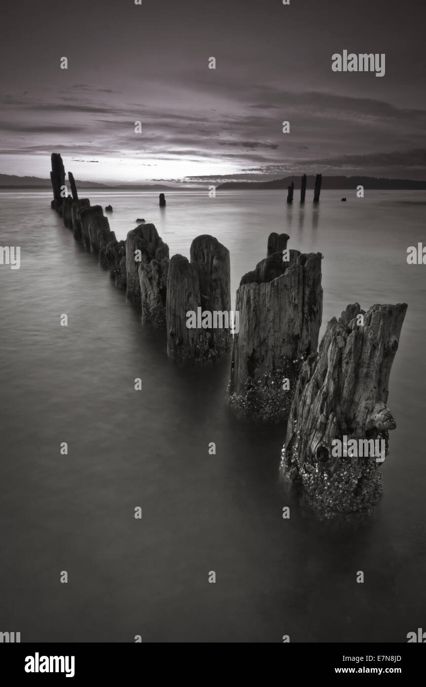 Long exposure at Picnic Point on the Puget Sound, Snohomish, Washington. USA Stock Photo