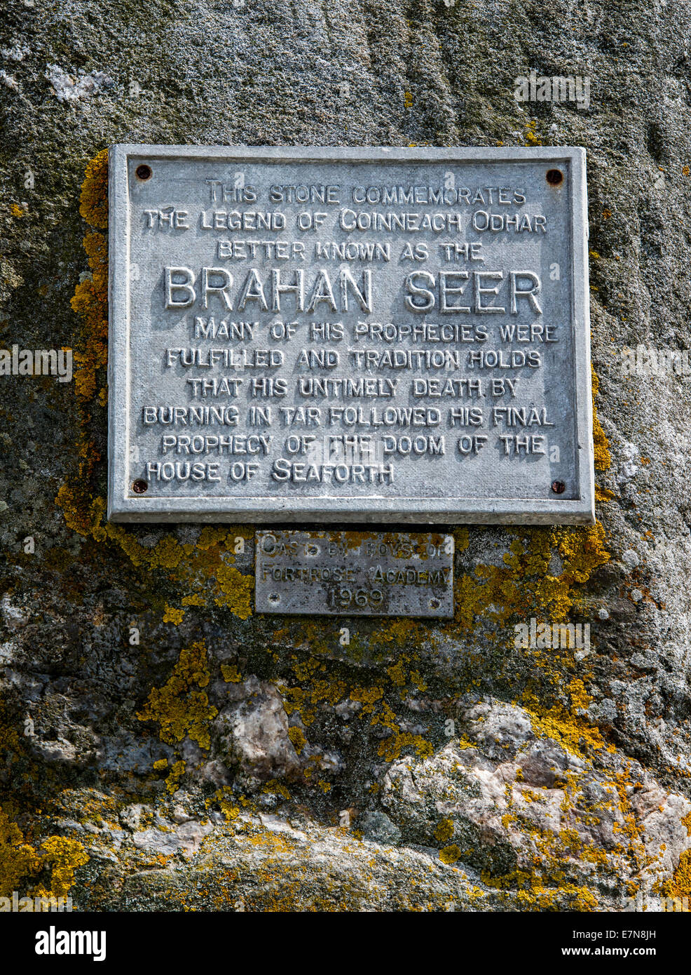 Brahan Seer Memorial Stone at Chanonry Point, Black Isle, Scotland Stock Photo